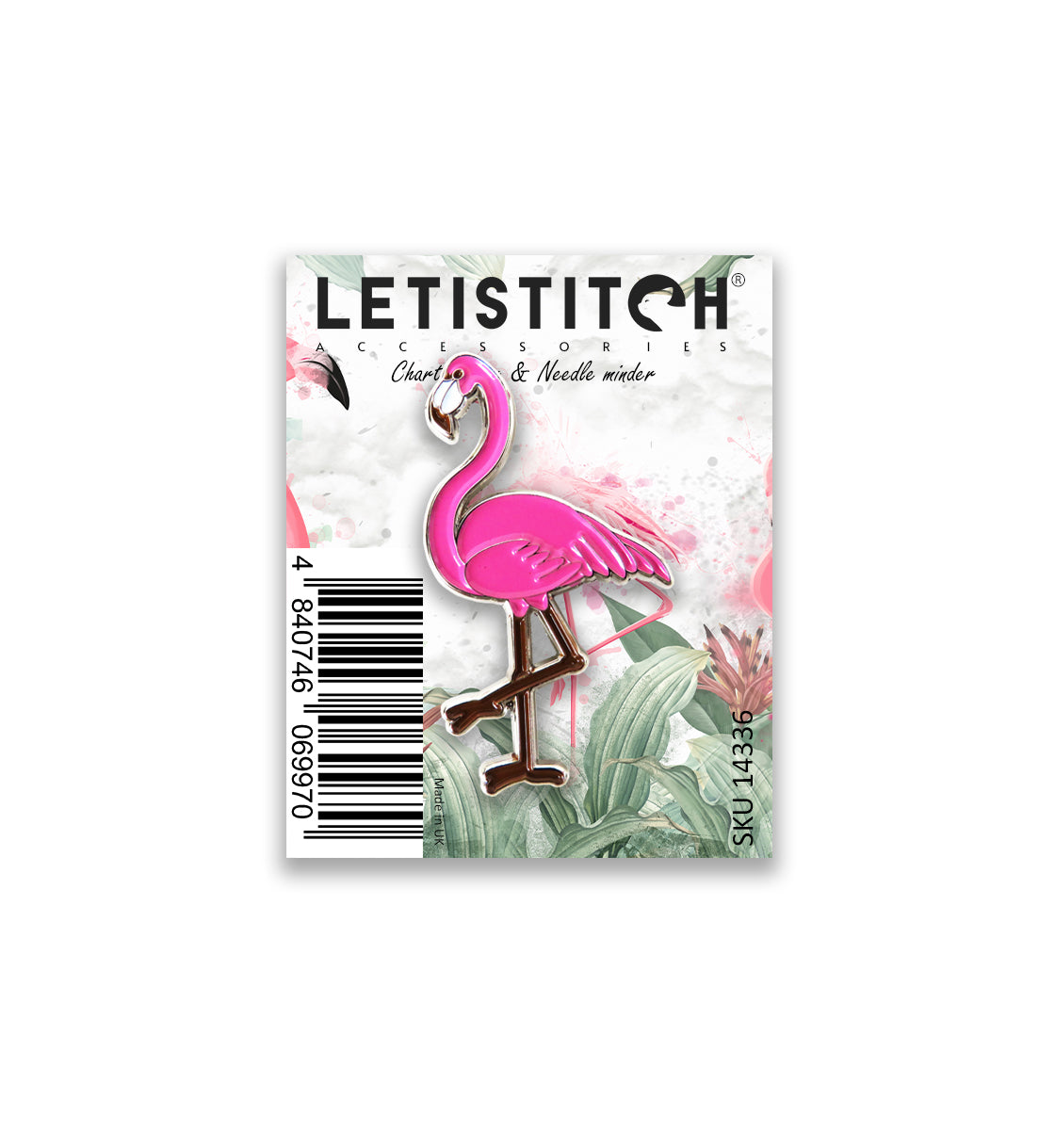 Letistitch Pink Flamingo Chart Holder & Needle Minder 14336