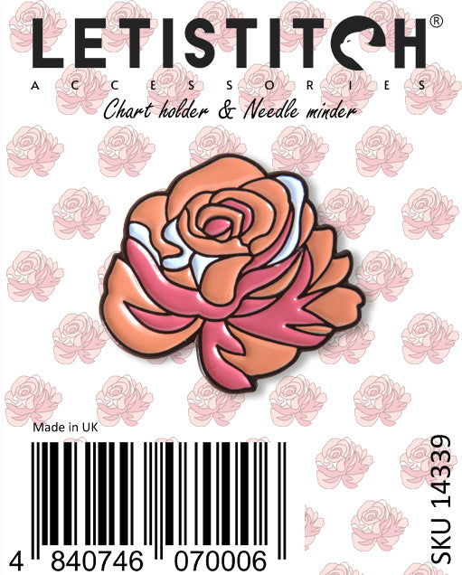 Letistitch Tea Rose Chart Holder & Needle Minder 14339