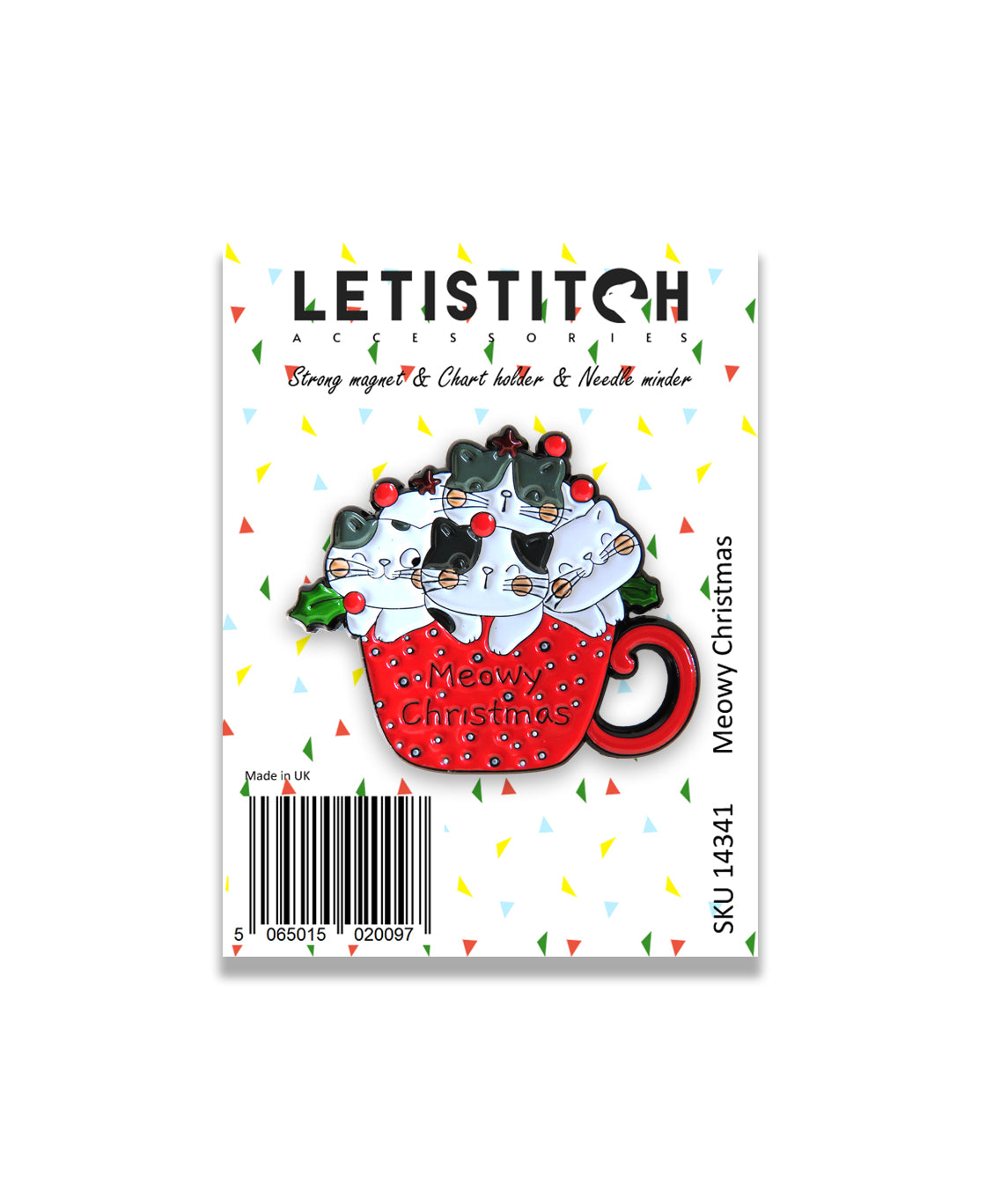 Letistitch Meowy Christmas Chart Holder & Needle Minder 14341