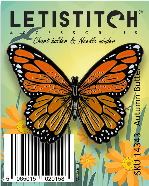 Letistitch Autumn Butterfly Chart Holder & Needle Minder 14343