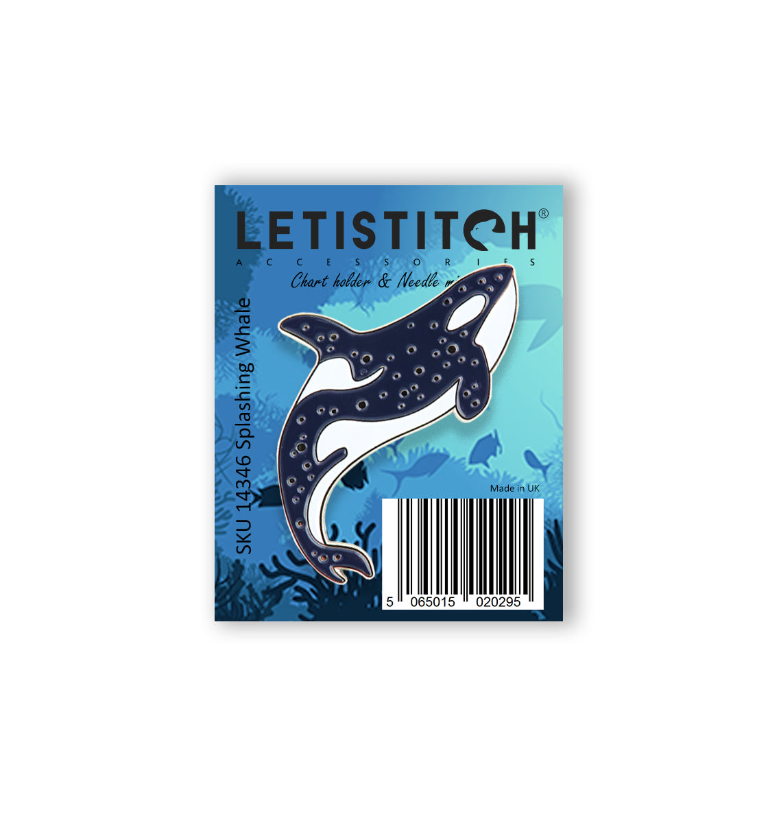 Letistitch Splashing Whale Chart Holder & Needle Minder 14346