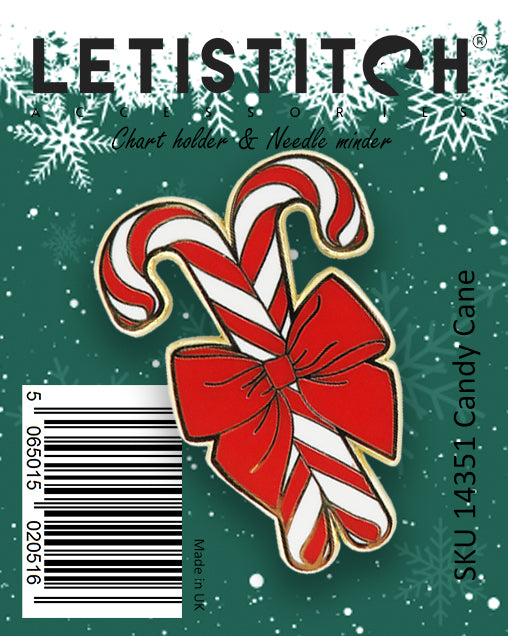 Letistitch SKU 14351 Candy Cane Chart Holder & Needle Minder