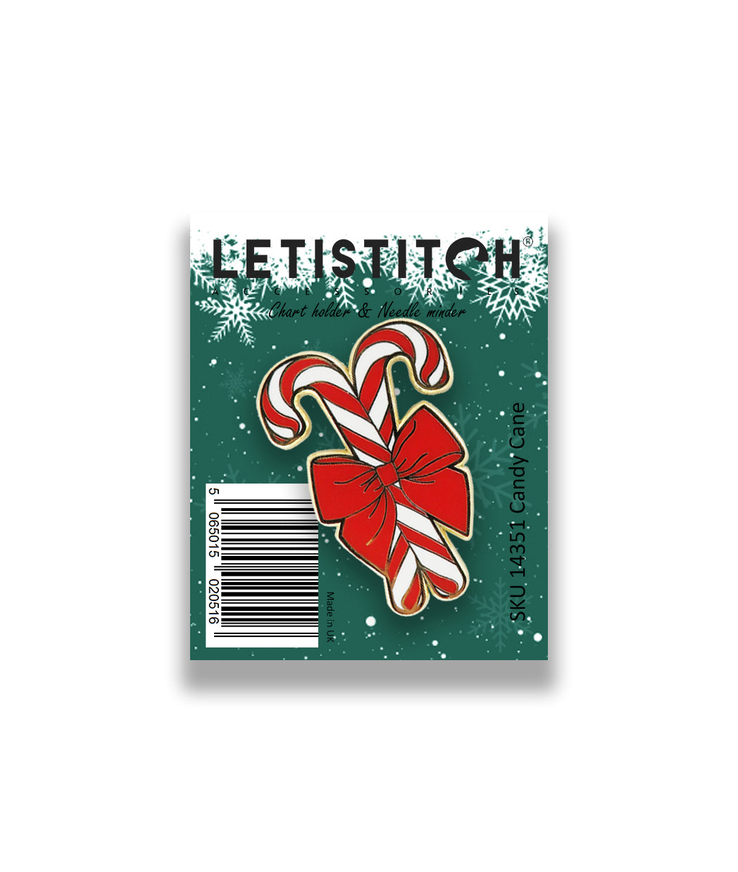 Letistitch SKU 14351 Candy Cane Chart Holder & Needle Minder