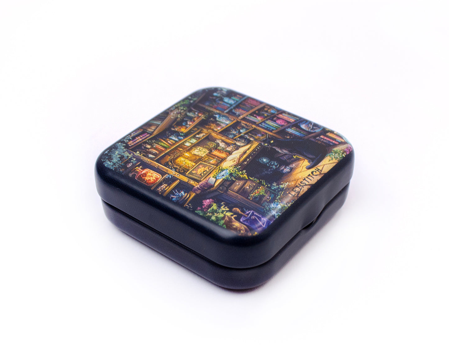 Tin Box for Needles – “Charmed Library” (SKU 25632) 📚✨
