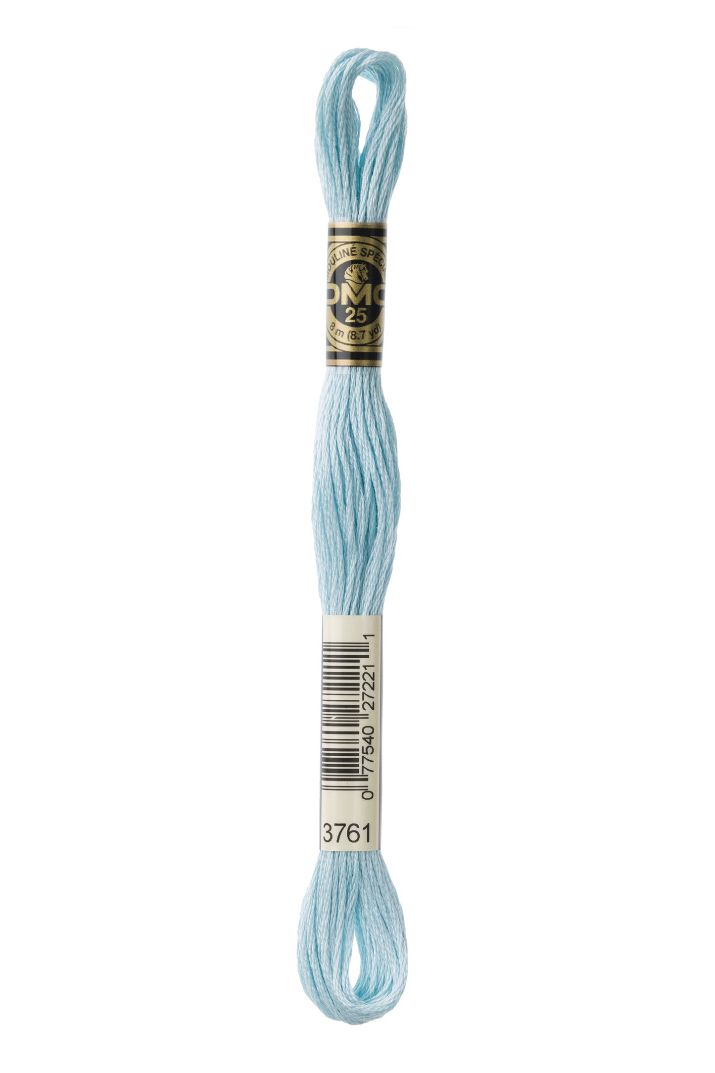 Light blue embroidery floss dmc on a white background