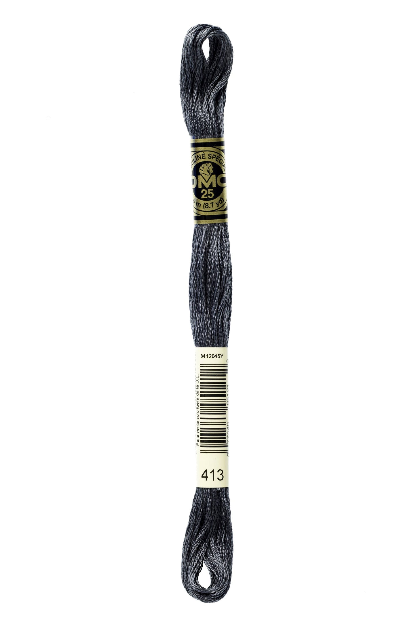 Spool of embroidery thread with a brand label on a white background