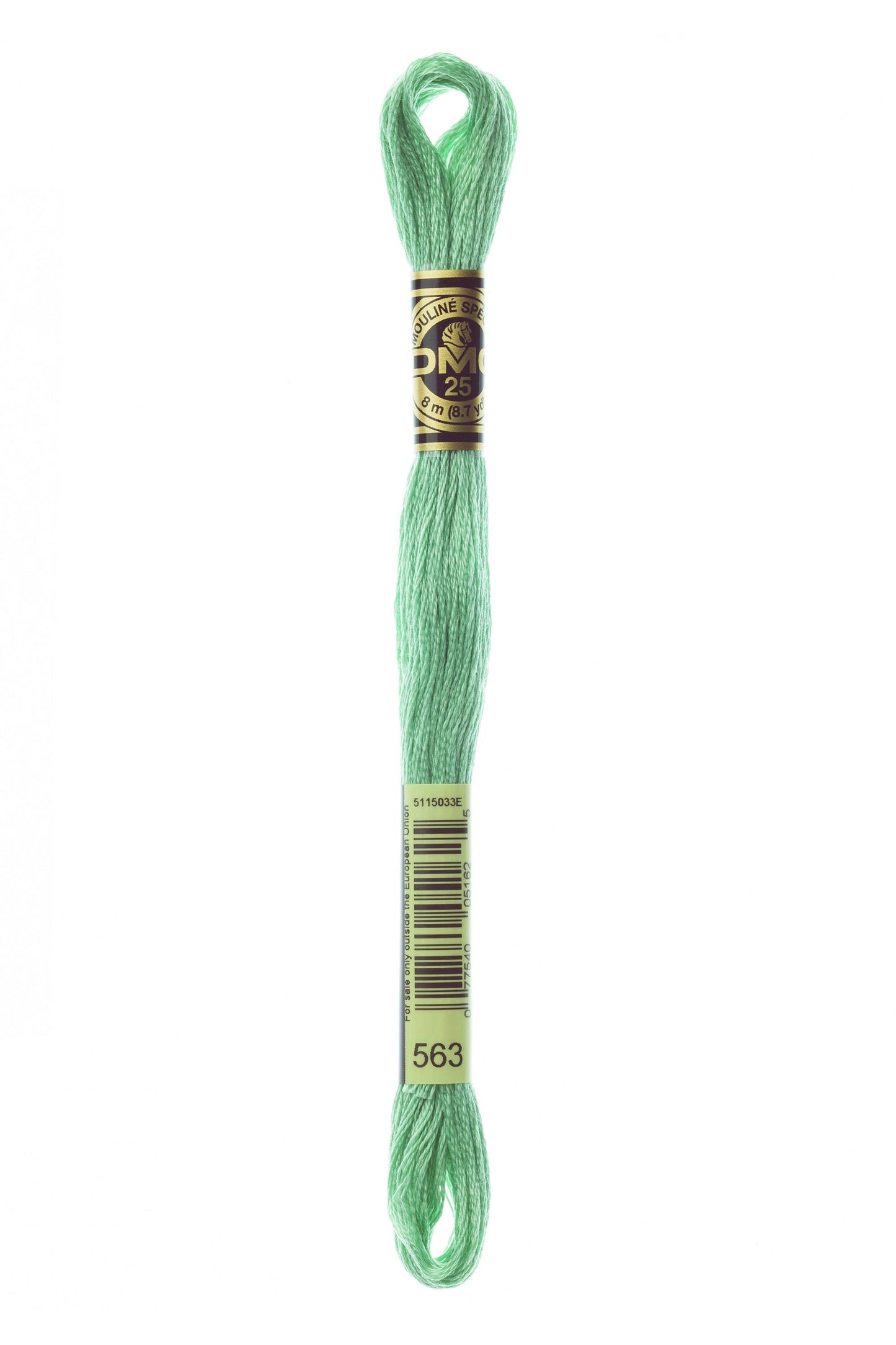 Light green embroidery floss on a white background