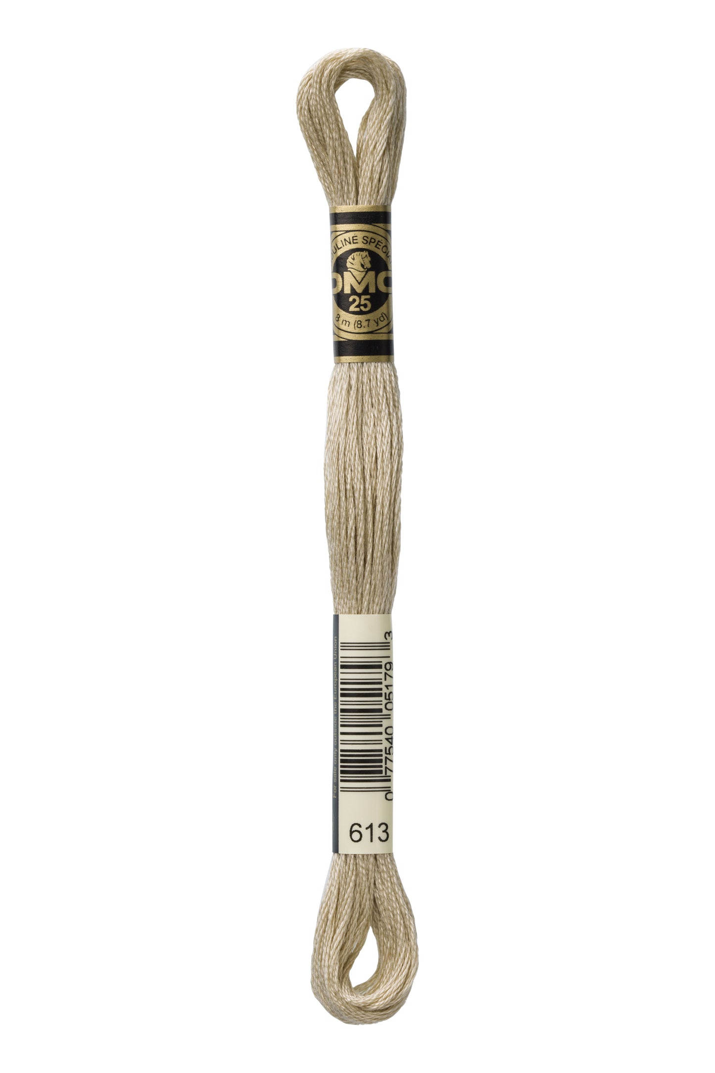skein of embroidery floss with a label on a white background