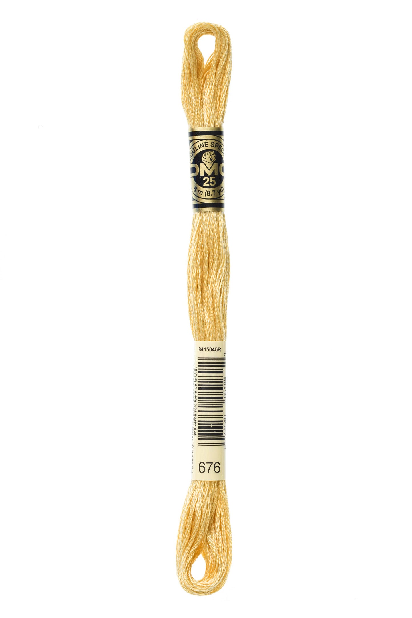 Yarn skein with a label on a white background