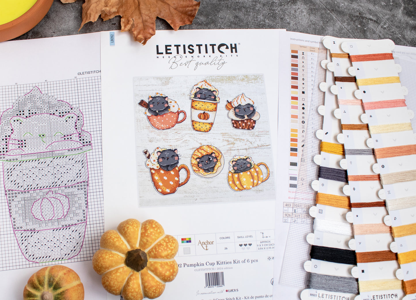L8092 Pumpkin Cup Kitties Kit of 6 pcs
