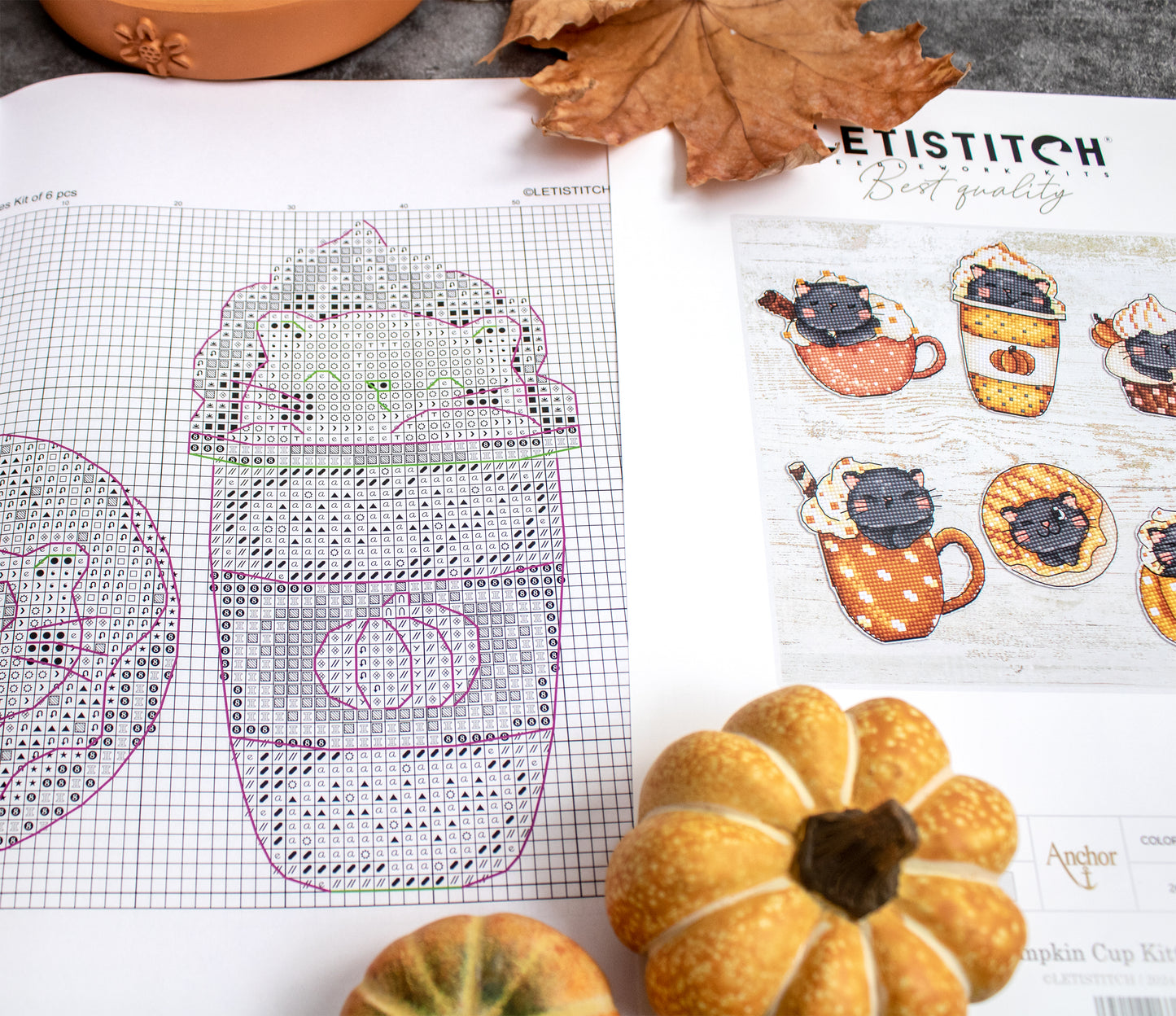 L8092 Pumpkin Cup Kitties Kit of 6 pcs