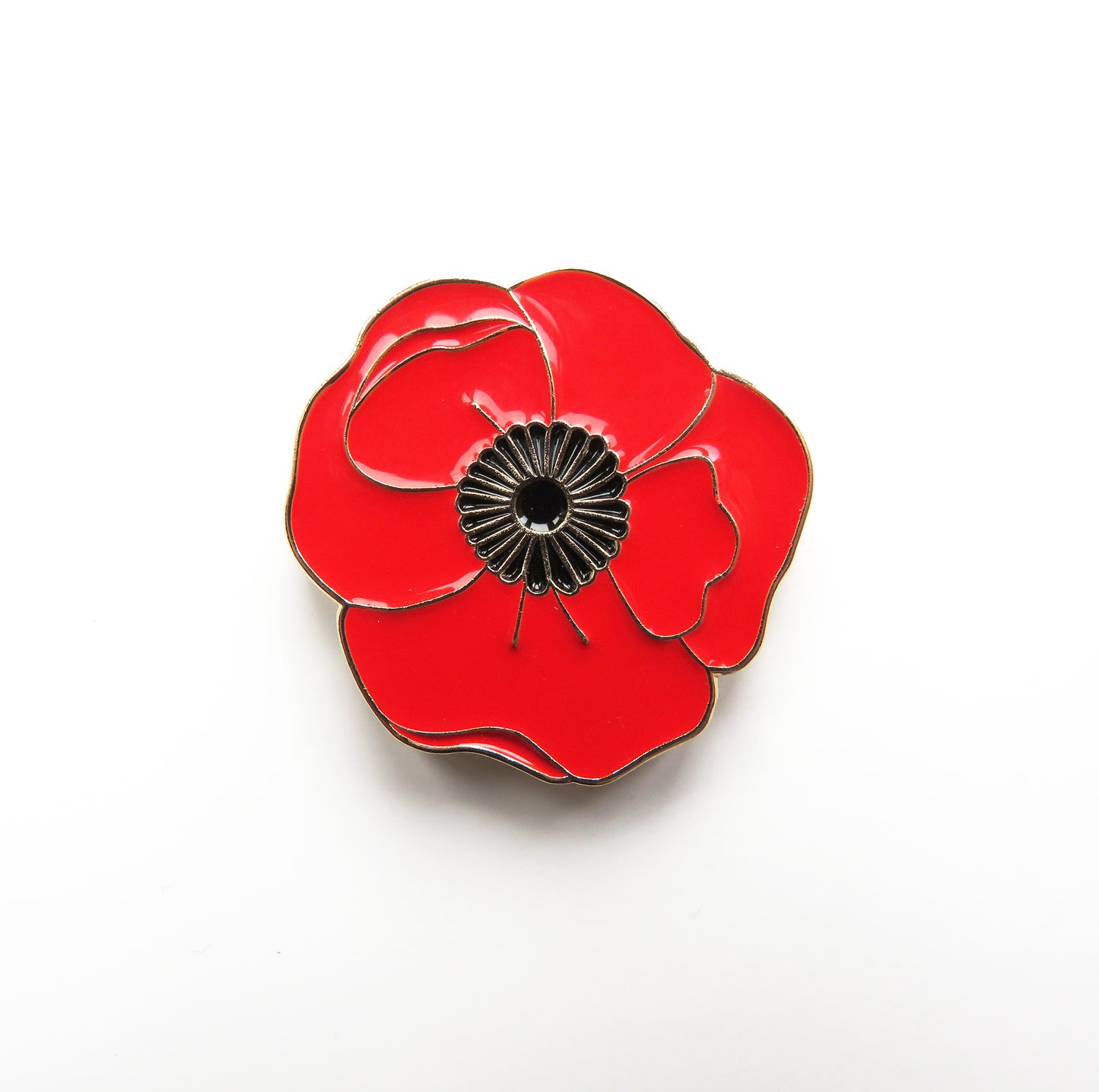 Red poppy flower needleminder on a white background