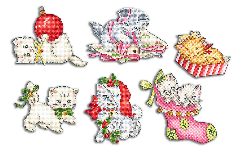 Christmas Kitties 6 pcs. Ornaments - PDF CHART