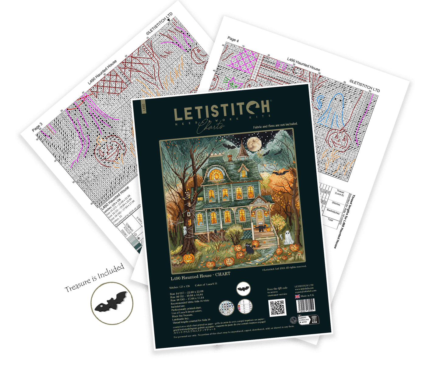 L490 Haunted House - PRINTED CHART + treasure