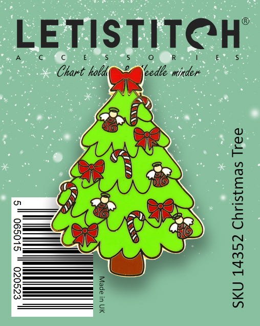 Letistitch SKU 14352 Christmas Tree Chart Holder & Needle Minder