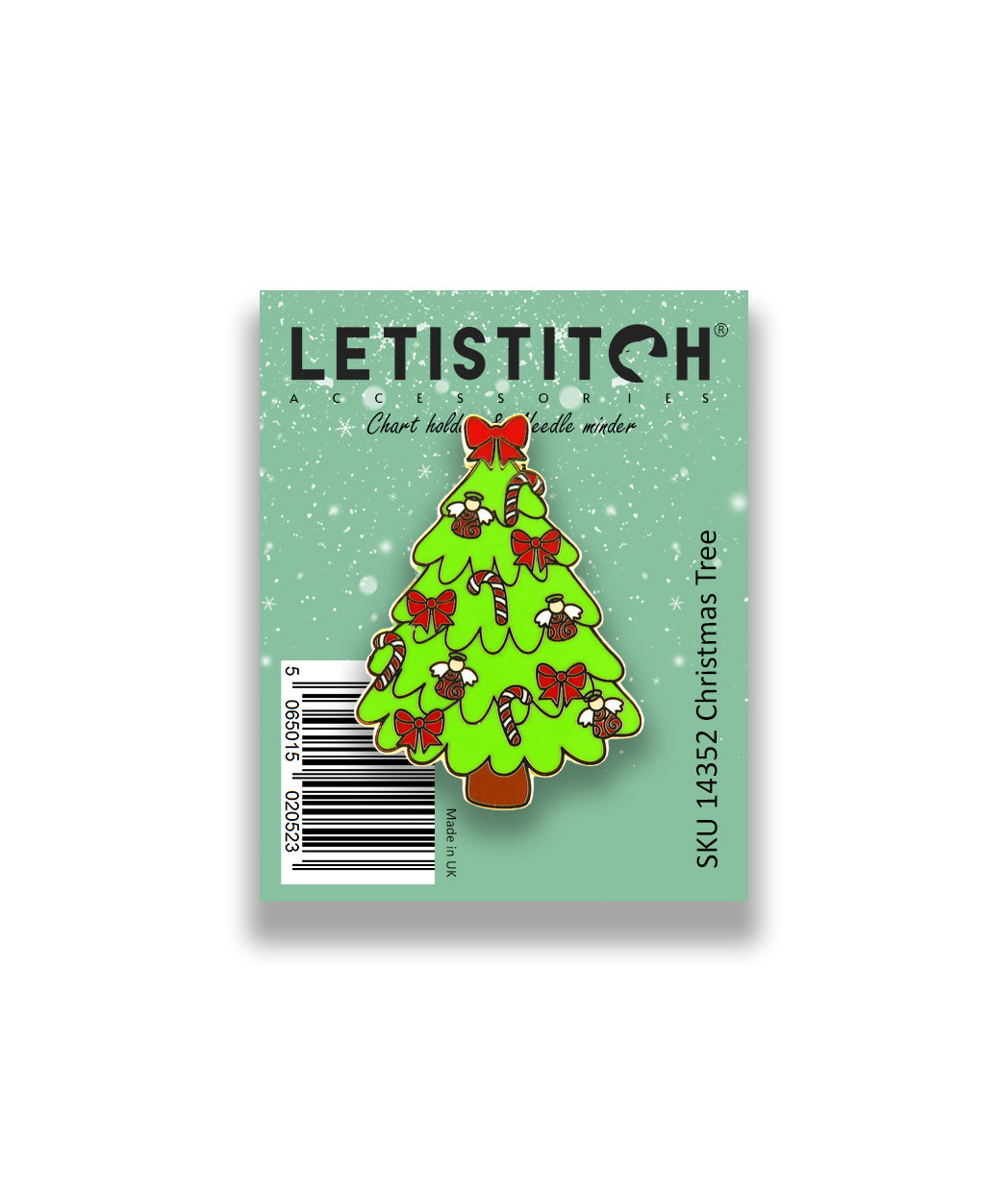 Letistitch SKU 14352 Christmas Tree Chart Holder & Needle Minder