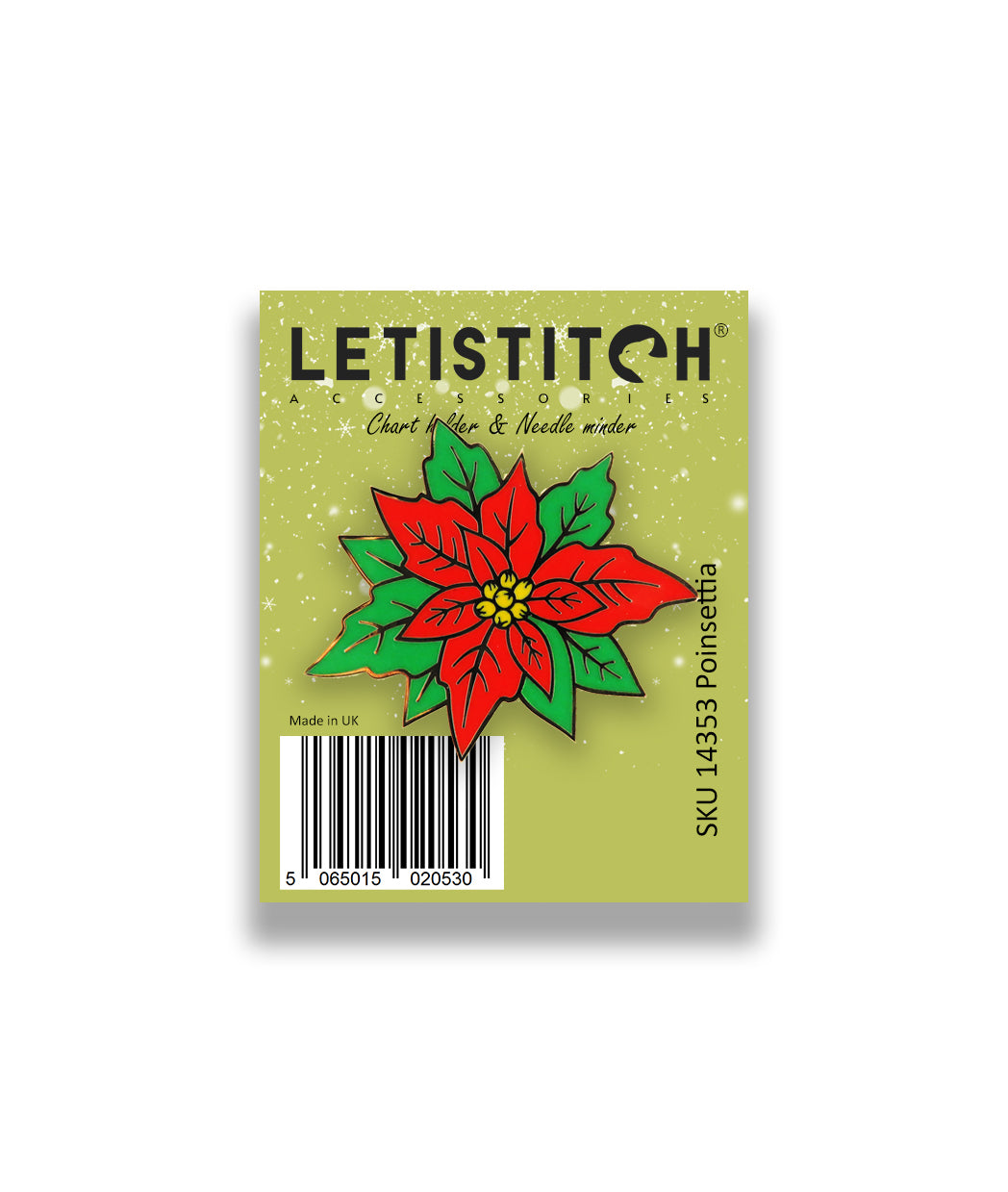 Letistitch SKU 14353 Poinsettia Chart Holder & Needle Minder