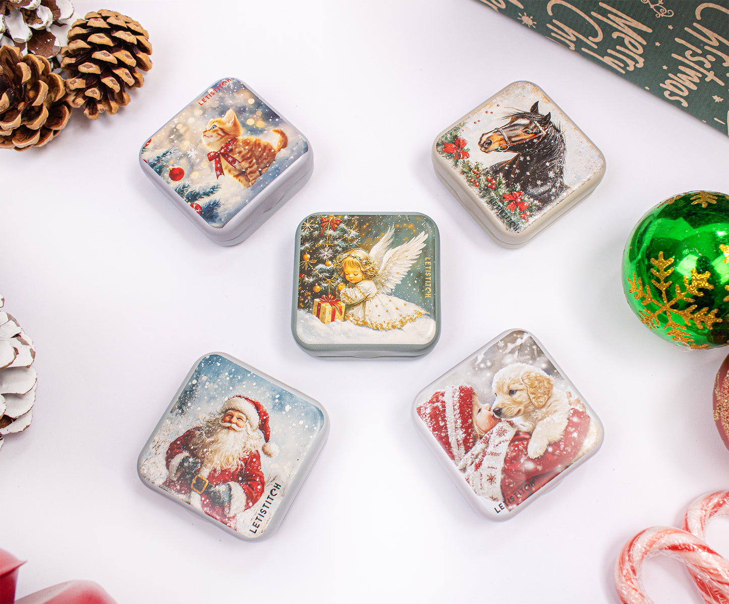 Tin Box for Needles – “Winter Horse” SKU 25635 🐎❄️