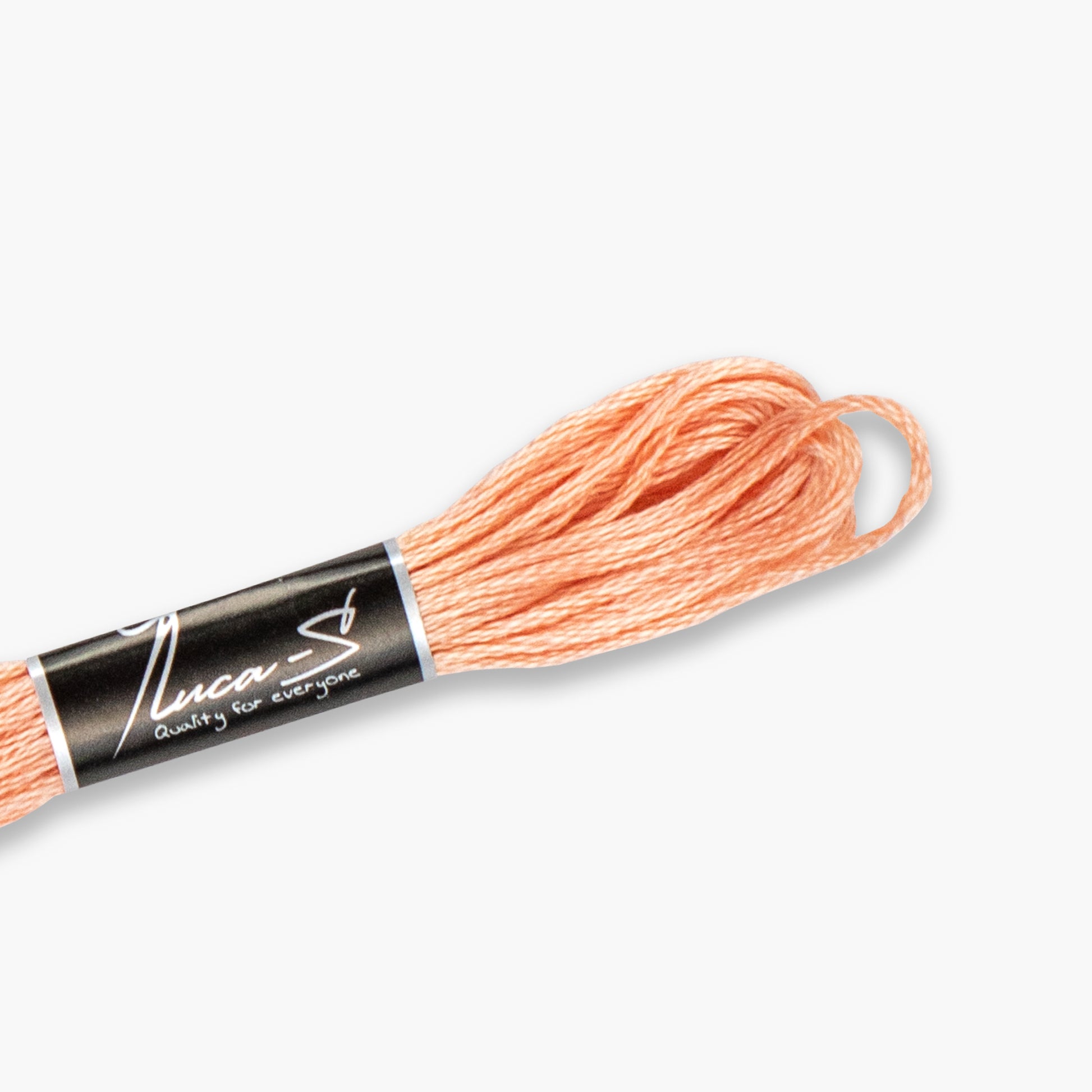 Stranded cotton with a black label on a white background