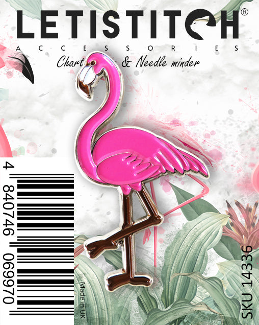 Letistitch Pink Flamingo Chart Holder & Needle Minder 14336