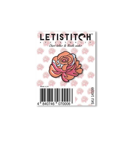Letistitch Tea Rose Chart Holder & Needle Minder 14339