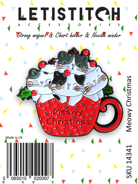 Letistitch Meowy Christmas Chart Holder & Needle Minder 14341