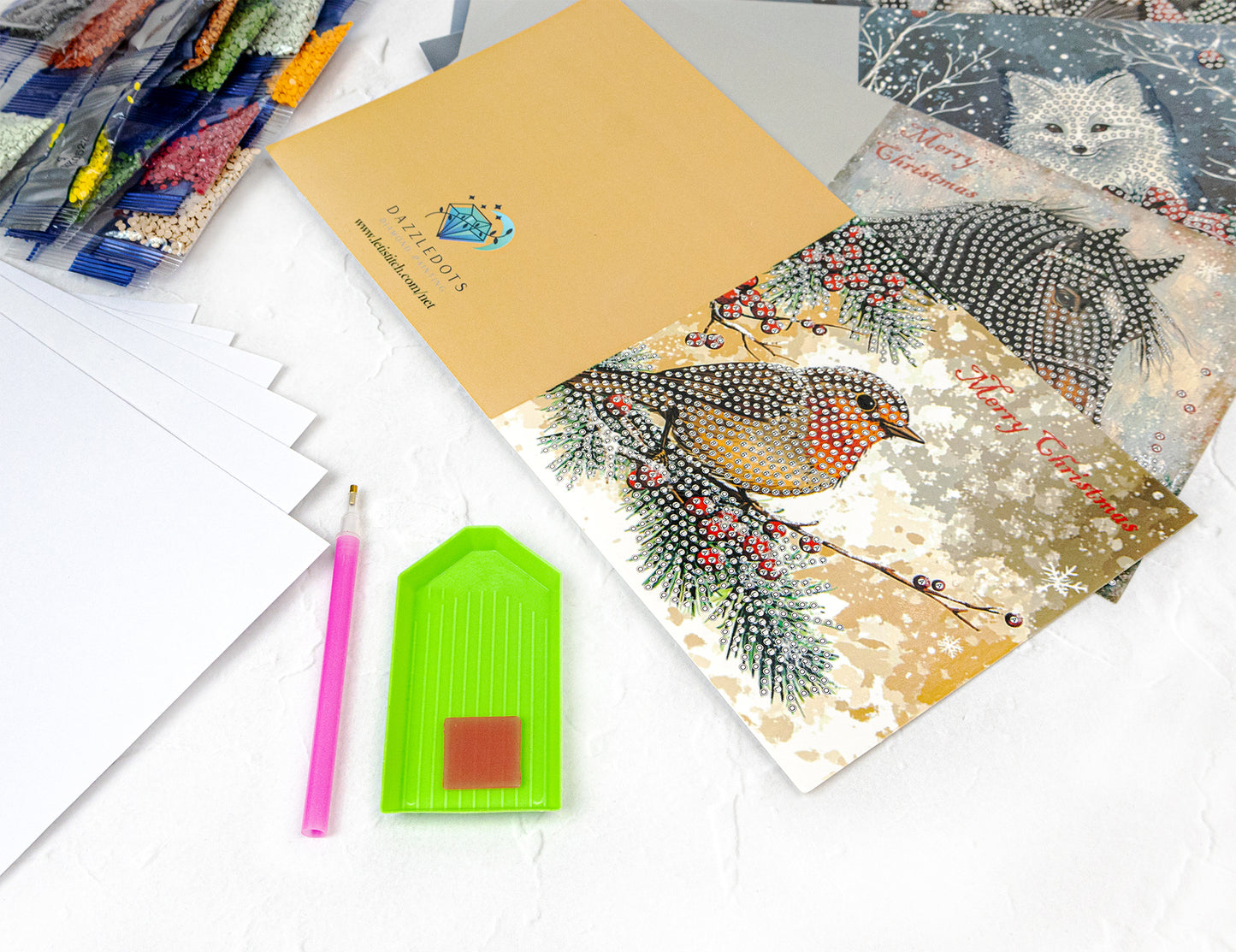🎄 Jolly Little Friends – DIY Diamond Painting Christmas Card Kit (Kit of 6)
