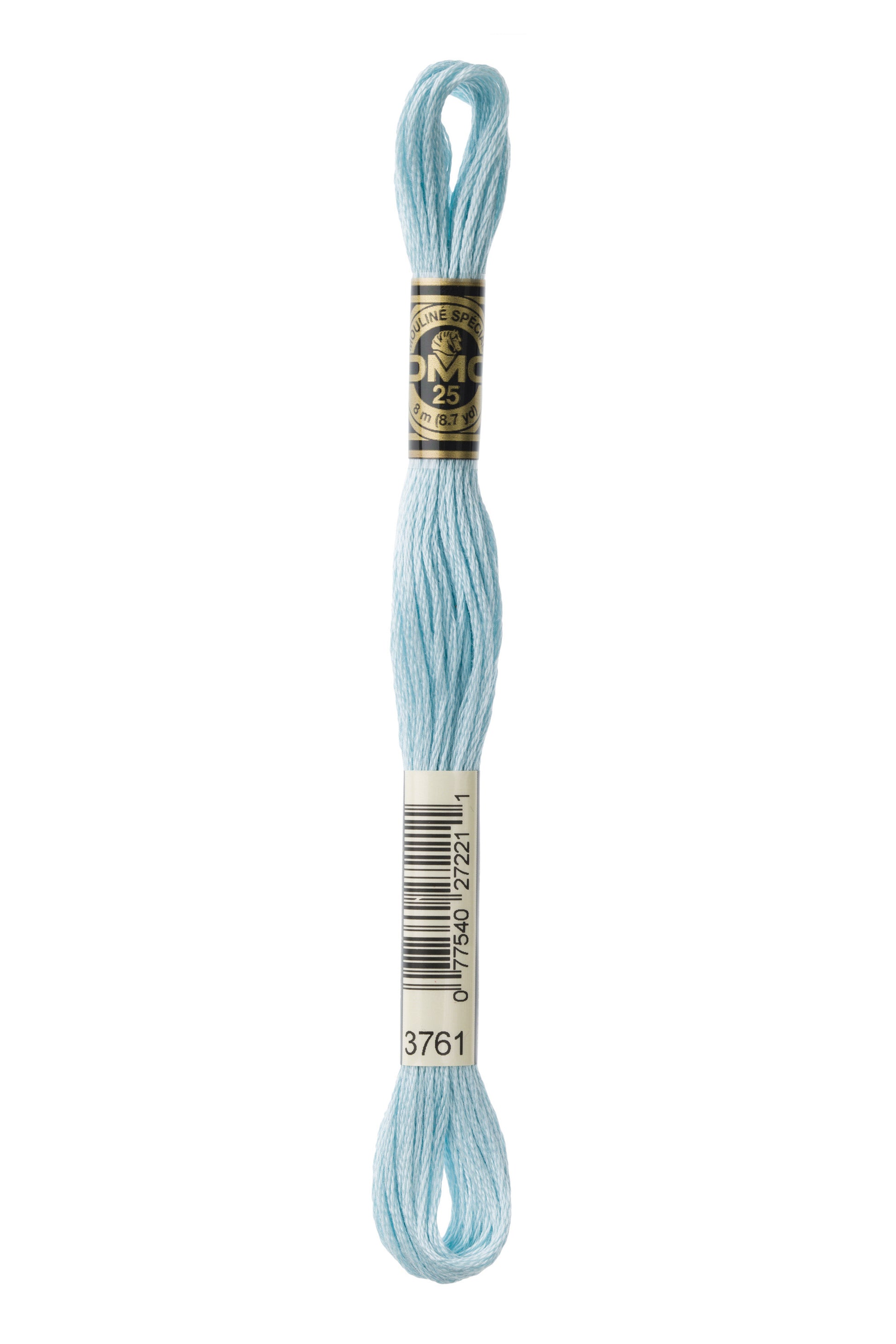 Light blue embroidery floss dmc on a white background