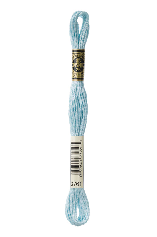 Light blue embroidery floss dmc on a white background