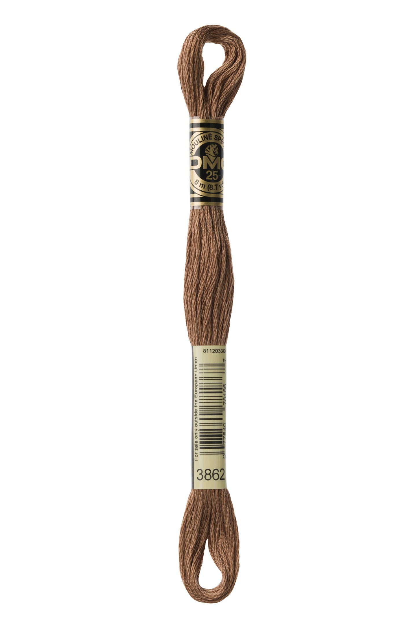 Brown embroidery floss on a white background