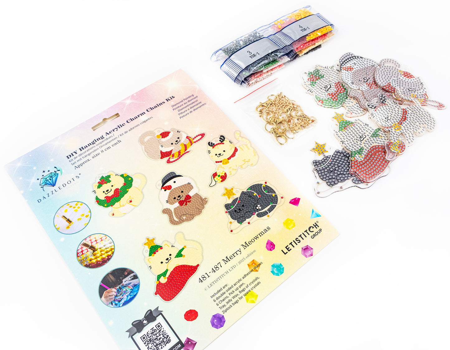 🎄🐱 Merry Meowmas – DIY Hanging Acrylic Charm Chains Kit (Kit of 6)