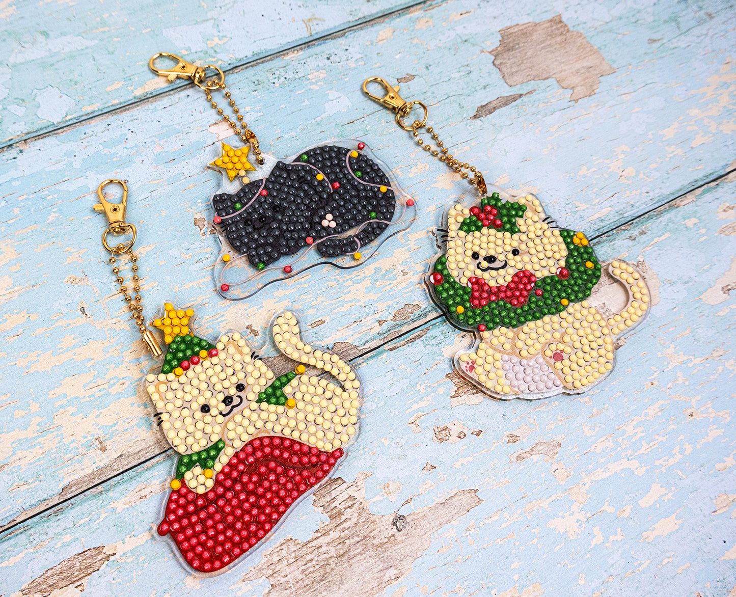 🎄🐱 Merry Meowmas – DIY Hanging Acrylic Charm Chains Kit (Kit of 6)