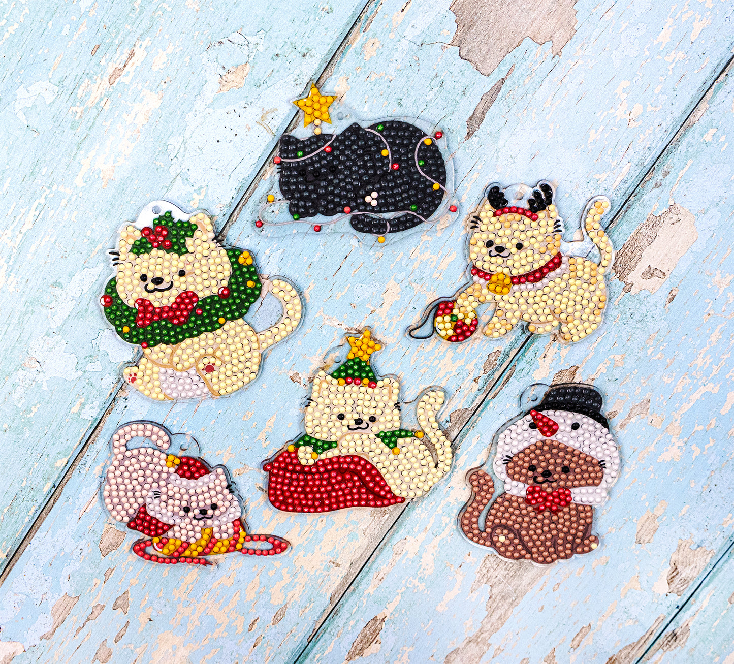 🎄🐱 Merry Meowmas – DIY Hanging Acrylic Charm Chains Kit (Kit of 6)