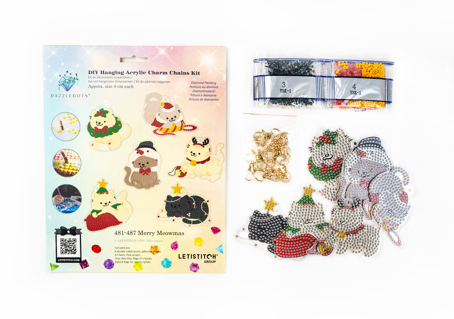 🎄🐱 Merry Meowmas – DIY Hanging Acrylic Charm Chains Kit (Kit of 6)