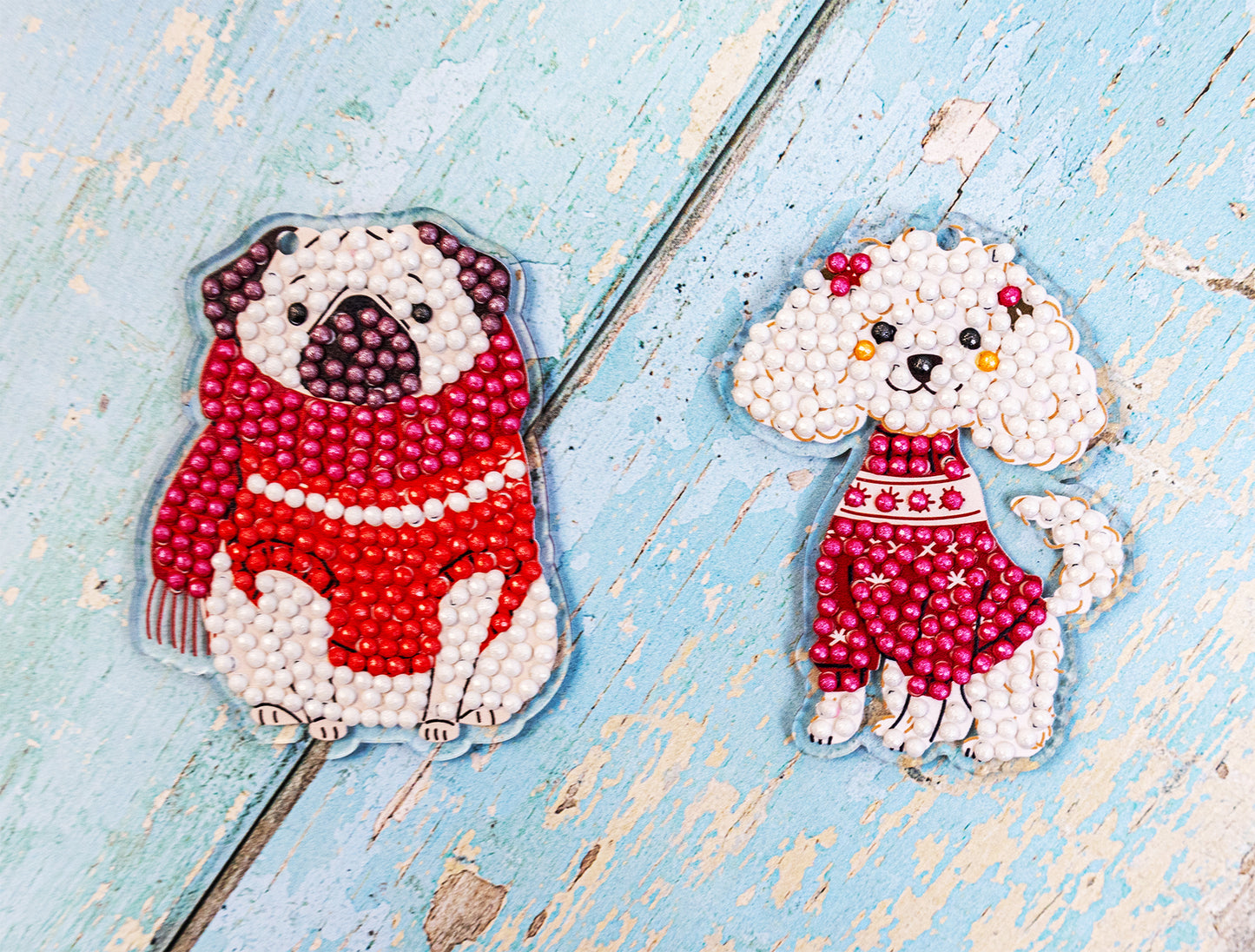 🎄 Christmas Puppies – DIY Diamond Key & Bag Chain Kit (Kit of 6)