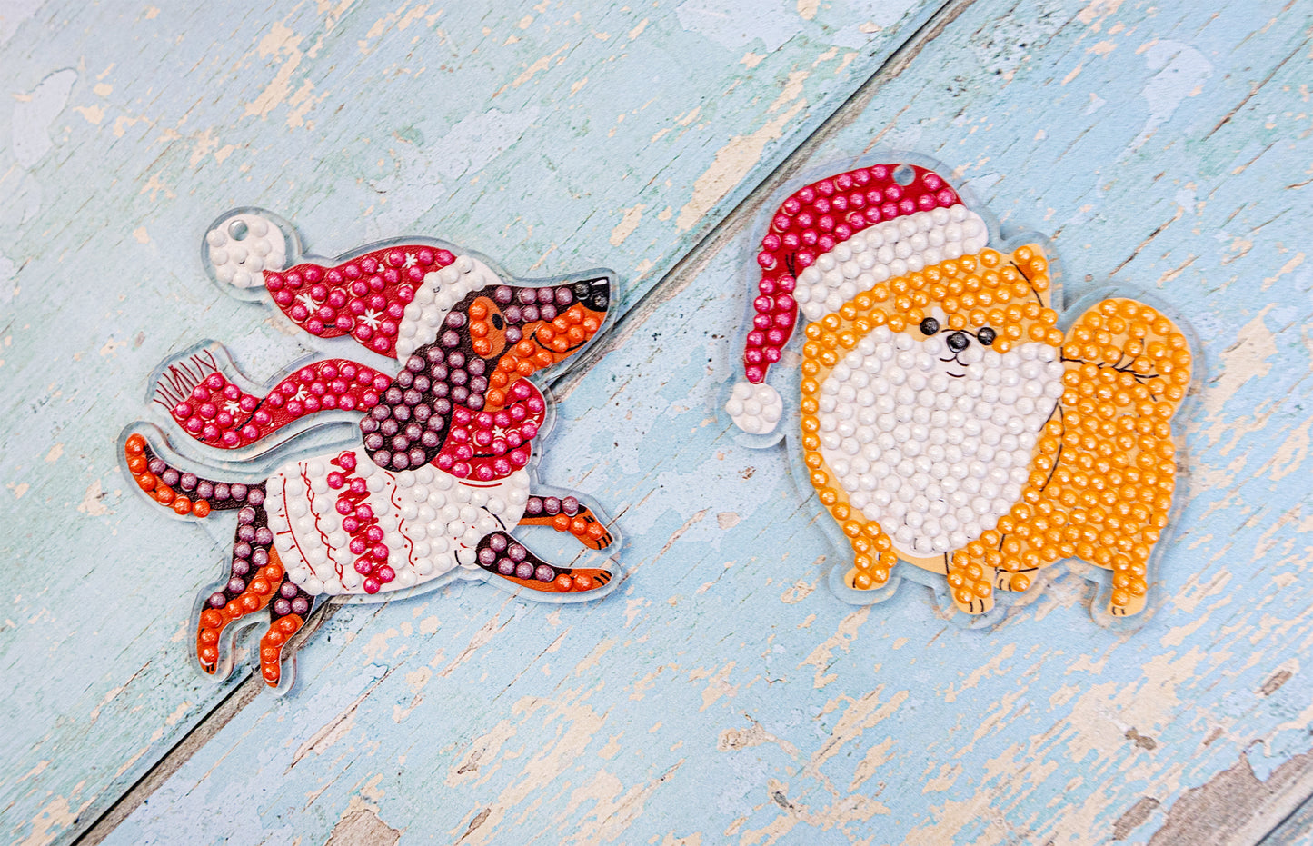 🎄 Christmas Puppies – DIY Diamond Key & Bag Chain Kit (Kit of 6)