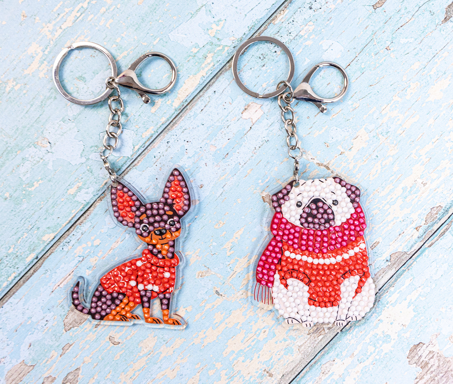 🎄 Christmas Puppies – DIY Diamond Key & Bag Chain Kit (Kit of 6)