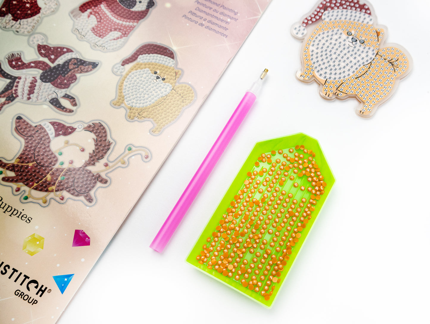 🎄 Christmas Puppies – DIY Diamond Key & Bag Chain Kit (Kit of 6)