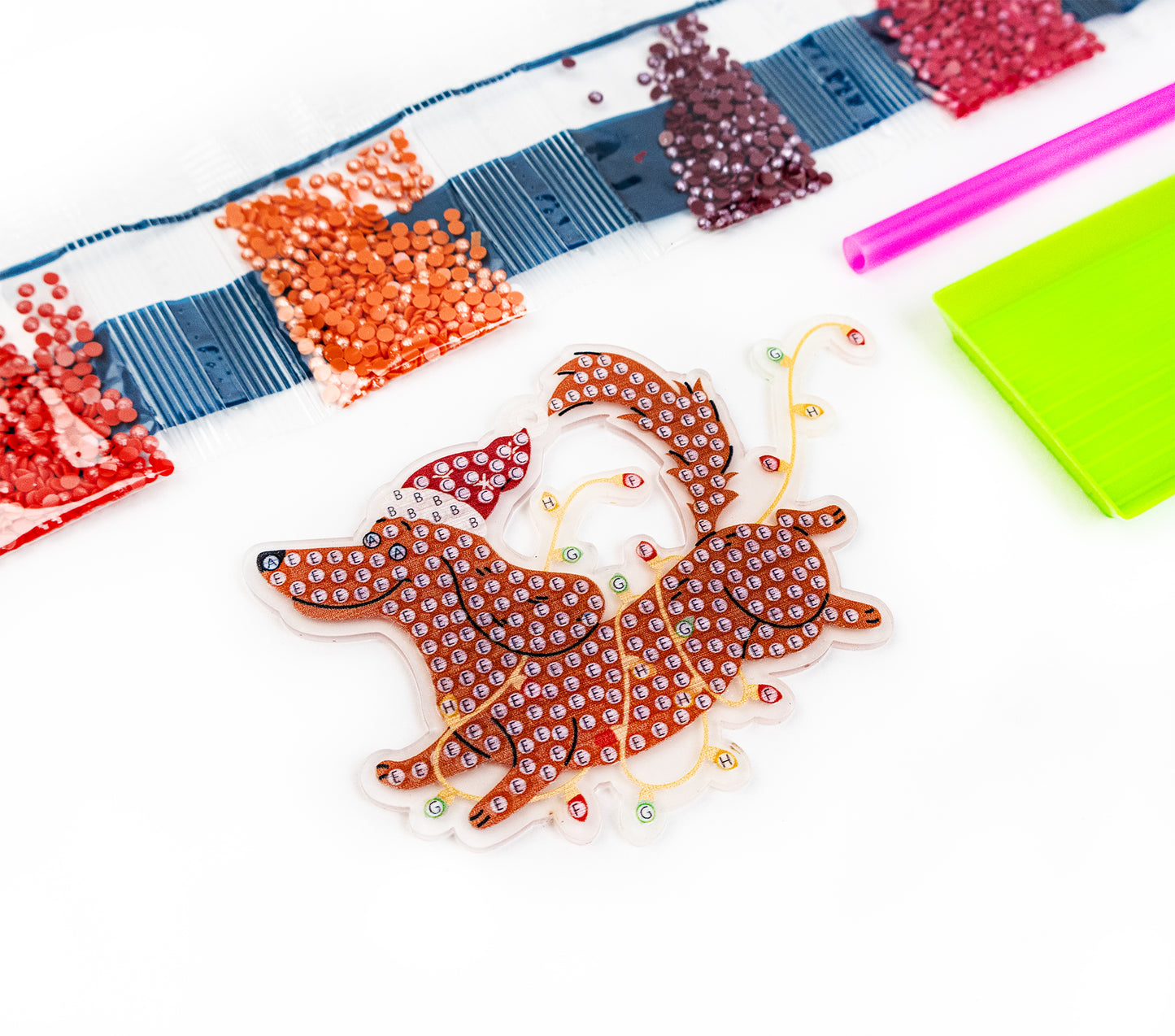 🎄 Christmas Puppies – DIY Diamond Key & Bag Chain Kit (Kit of 6)