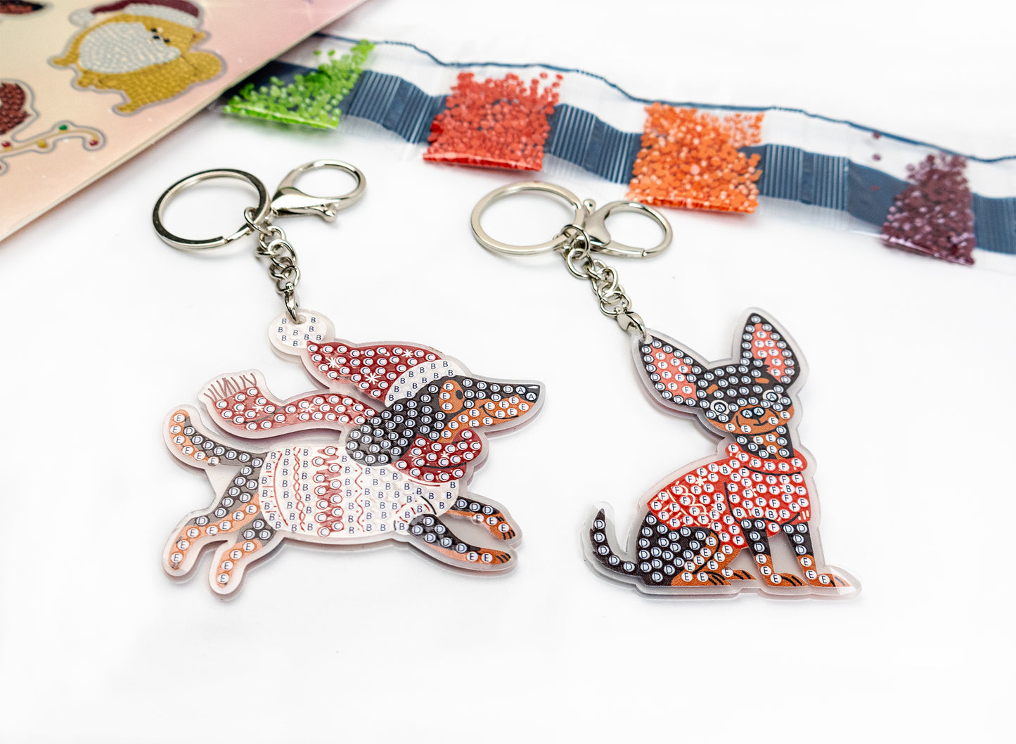 🎄 Christmas Puppies – DIY Diamond Key & Bag Chain Kit (Kit of 6)