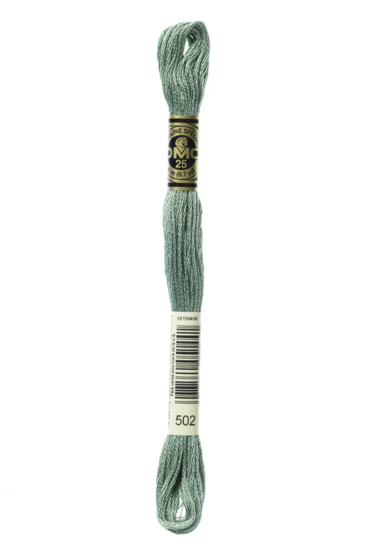 Green embroidery floss on a white background
