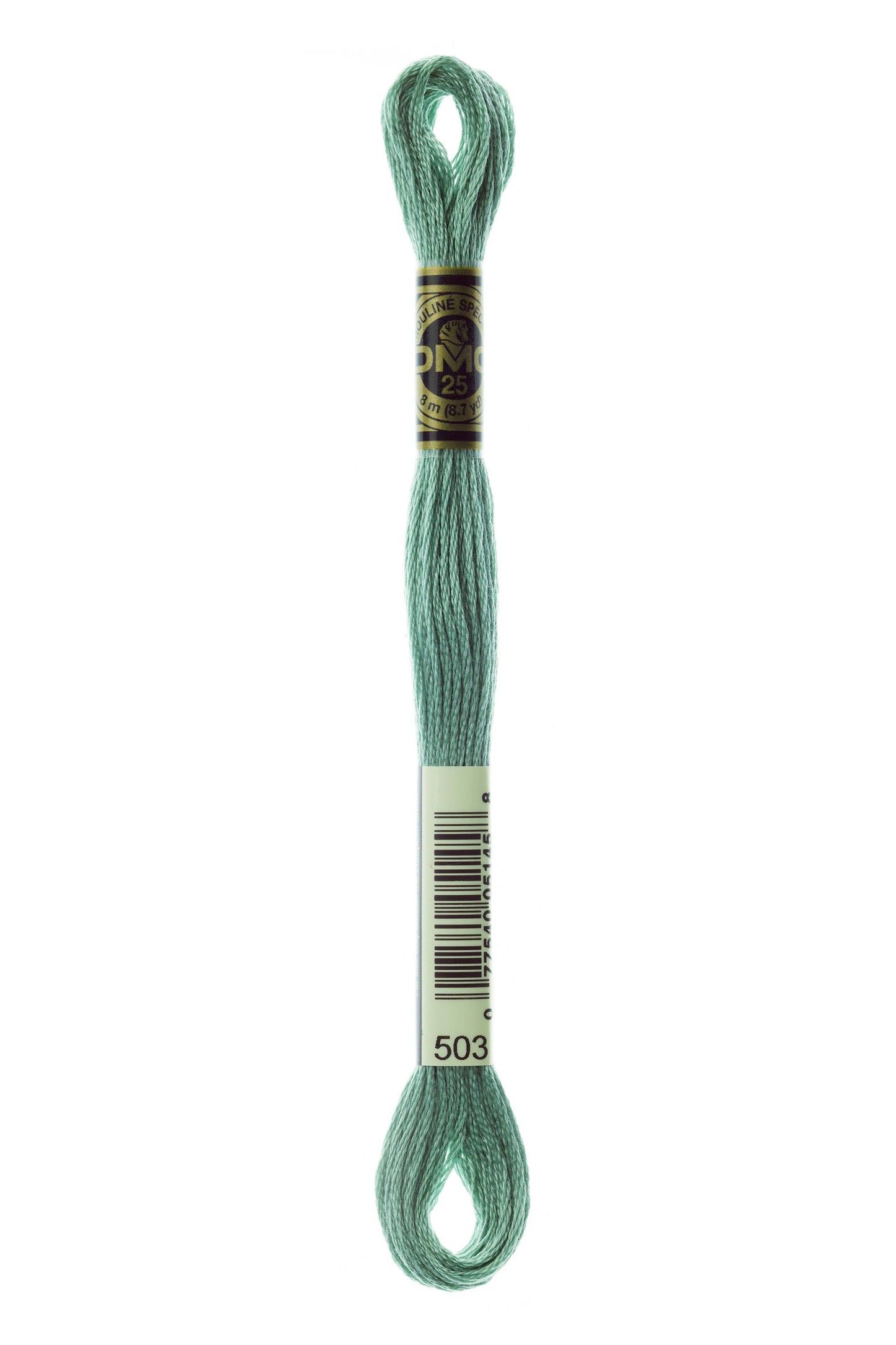Light green embroidery floss on a white background