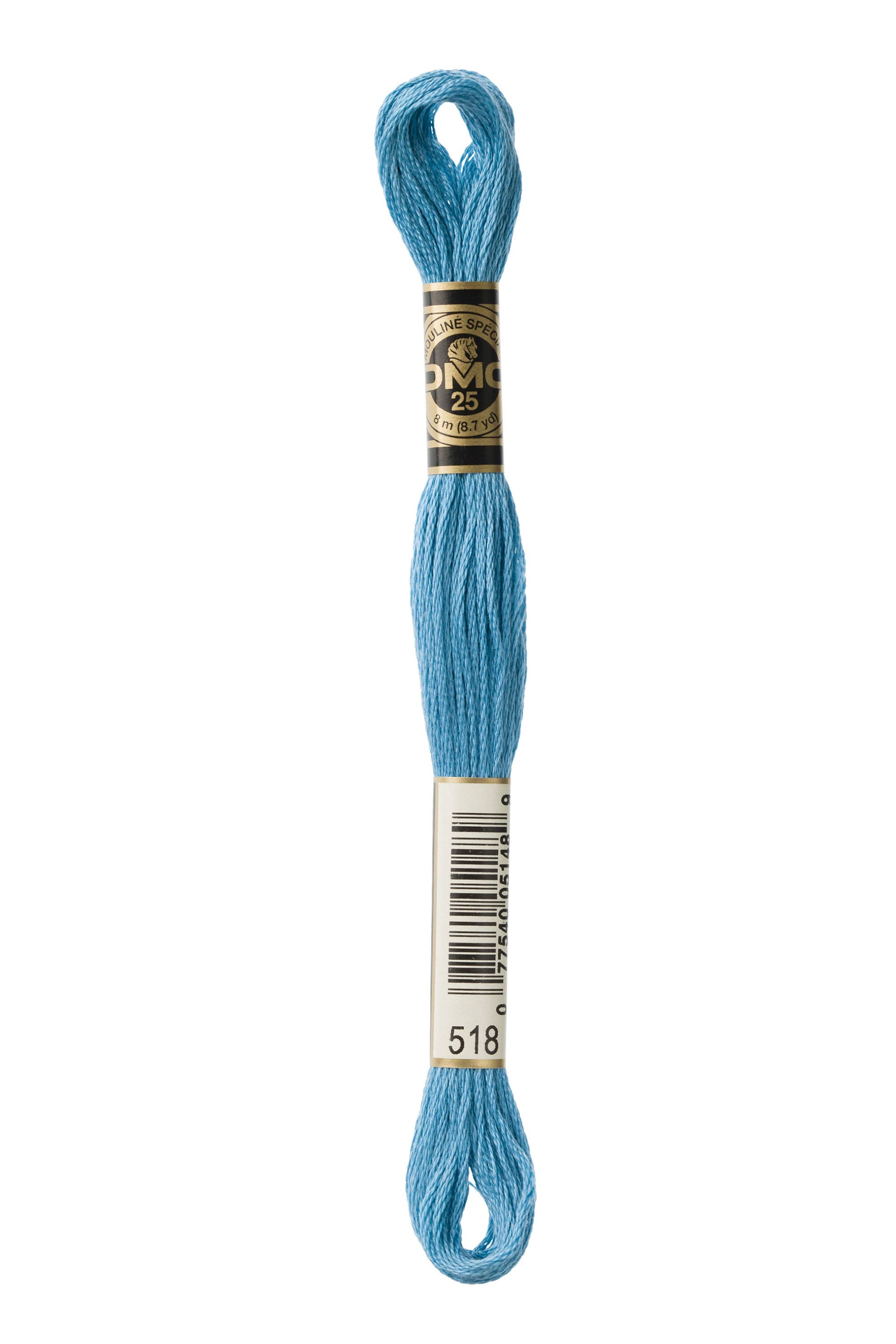 Light blue embroidery floss with a brand label on a white background