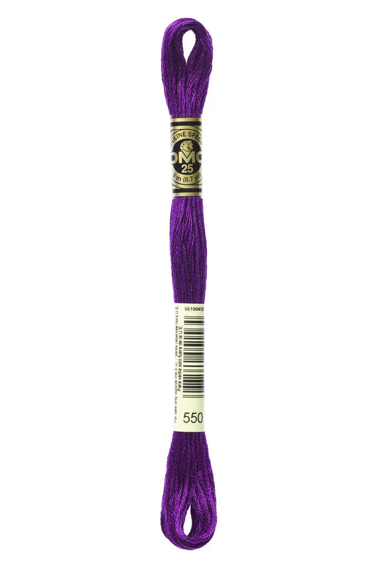 Purple embroidery floss spool with a brand label on a white background