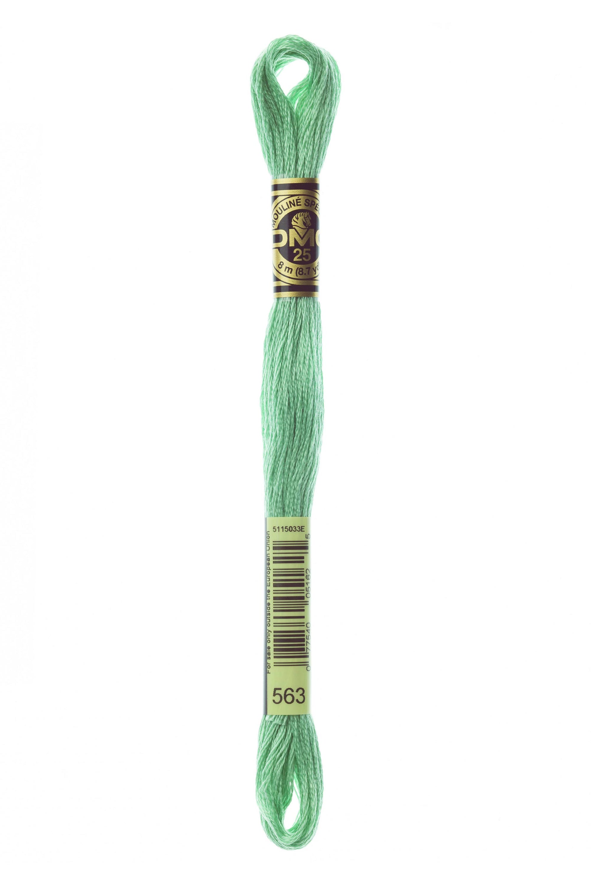 Light green embroidery floss on a white background