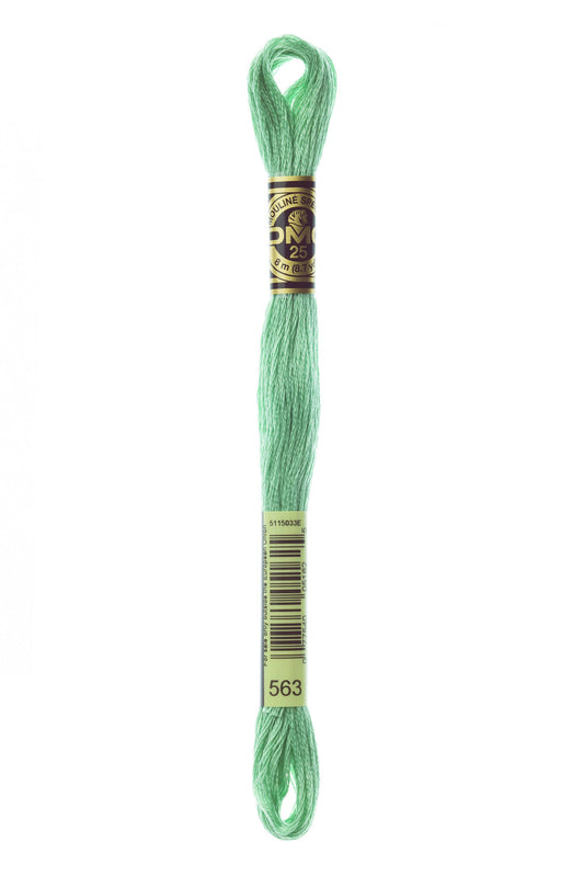 Light green embroidery floss on a white background