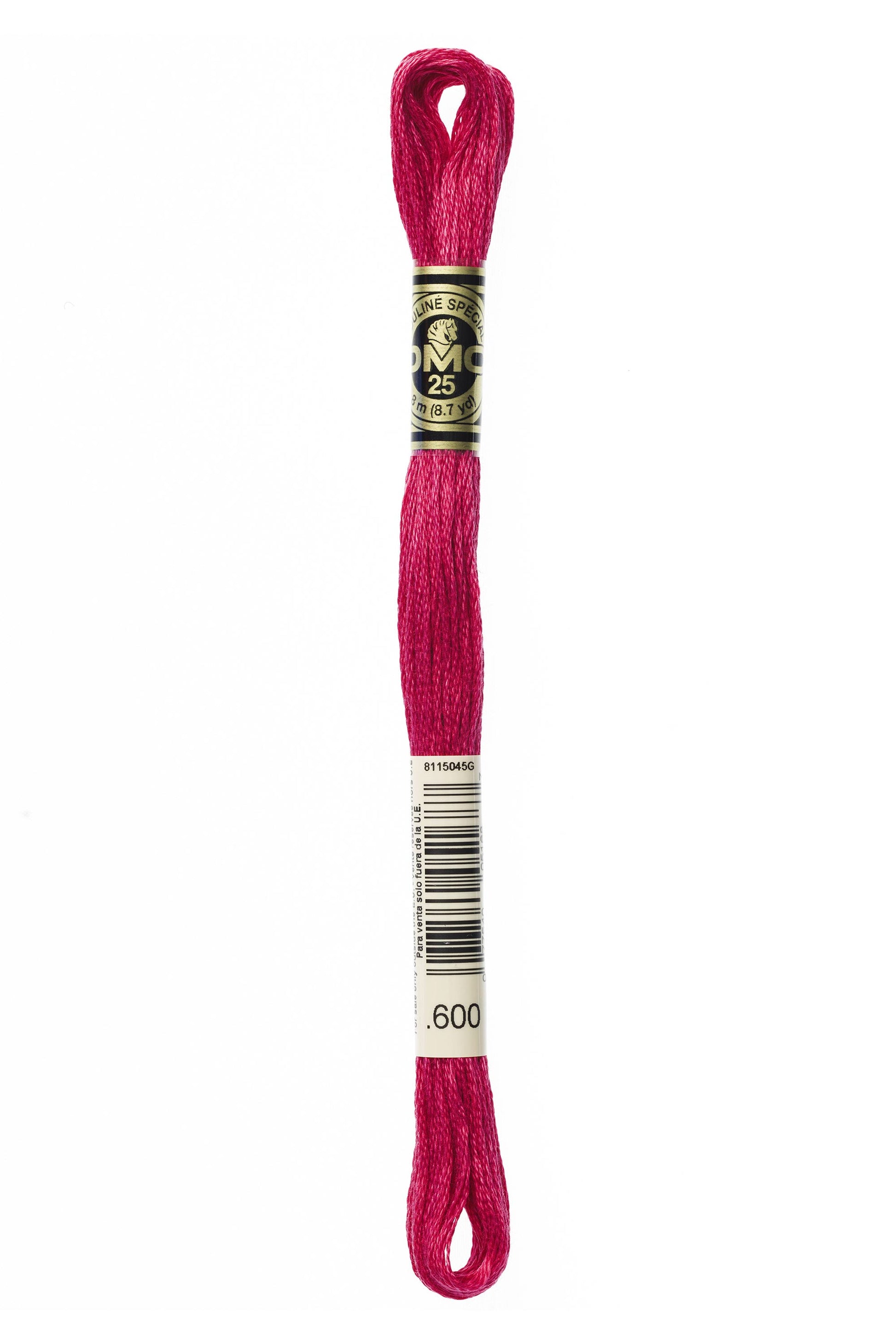 Pink embroidery floss with a brand label on a white background