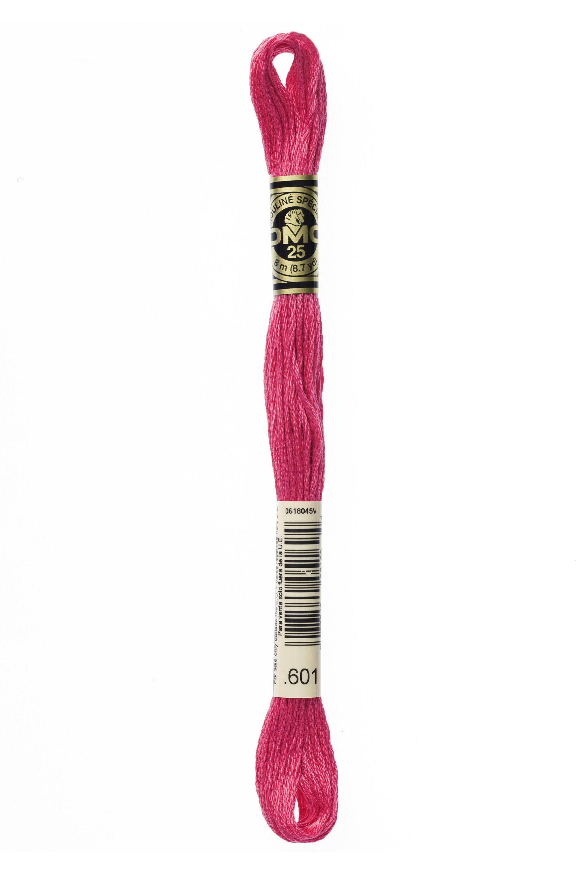 Pink embroidery floss on a white background