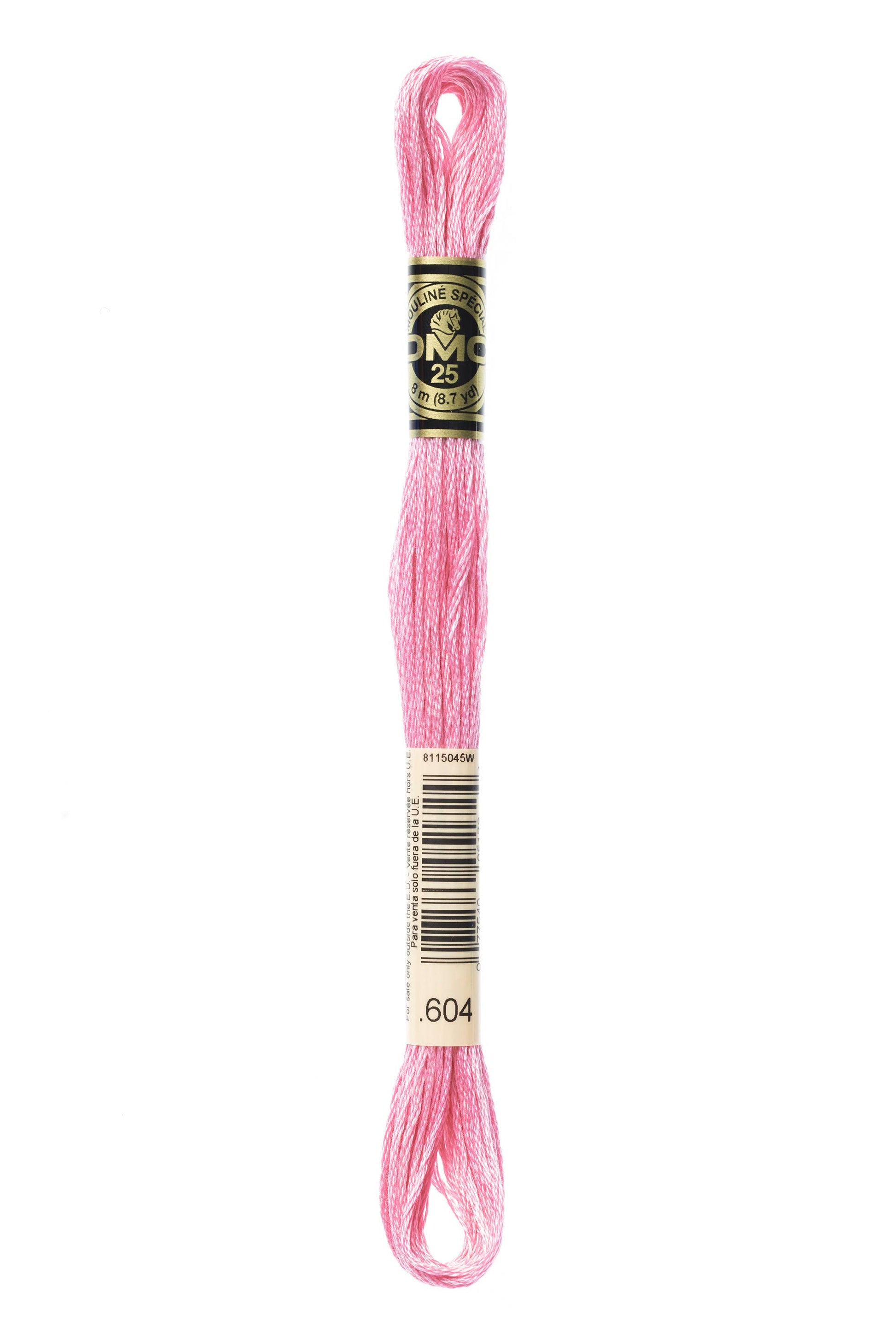 Pink embroidery floss on a white background
