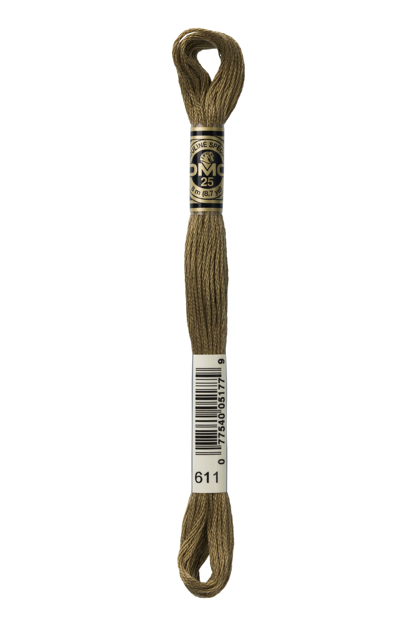  skein of embroidery floss with a label on a white background